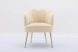 Annadel Teddy Velvet Creme White Accent Chair w/ Gold Legs - Ornate Home
