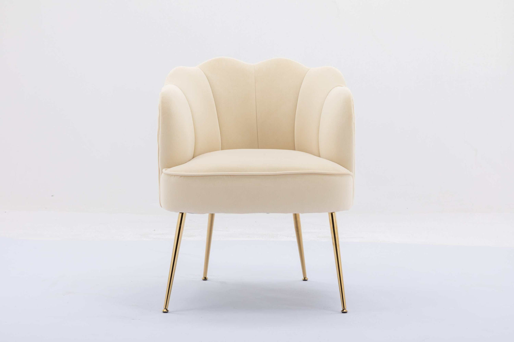 Annadel Teddy Velvet Creme White Accent Chair w/ Gold Legs - Ornate Home