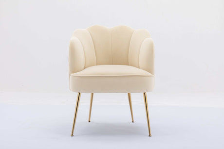 Annadel Teddy Velvet Creme White Accent Chair w/ Gold Legs - Ornate Home