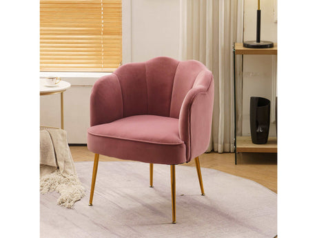 Annadel Teddy Velvet Pink Accent Chair w/ Gold Legs - Ornate Home