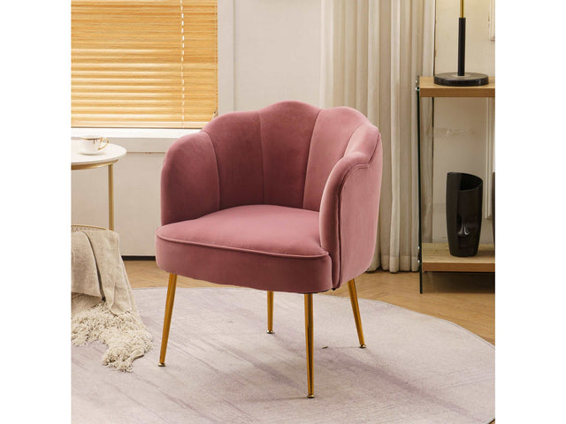 Annadel Teddy Velvet Pink Accent Chair w/ Gold Legs - Ornate Home