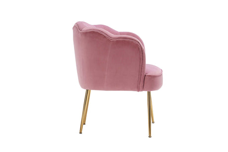 Annadel Teddy Velvet Pink Accent Chair w/ Gold Legs - Ornate Home