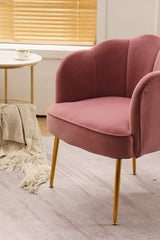 Annadel Teddy Velvet Pink Accent Chair w/ Gold Legs - Ornate Home