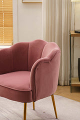 Annadel Teddy Velvet Pink Accent Chair w/ Gold Legs - Ornate Home