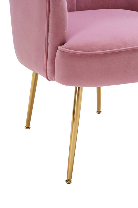 Annadel Teddy Velvet Pink Accent Chair w/ Gold Legs - Ornate Home