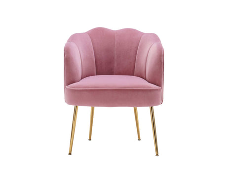 Annadel Teddy Velvet Pink Accent Chair w/ Gold Legs - Ornate Home