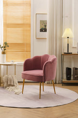 Annadel Teddy Velvet Pink Accent Chair w/ Gold Legs - Ornate Home