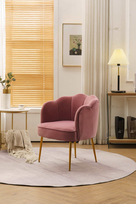 Annadel Teddy Velvet Pink Accent Chair w/ Gold Legs - Ornate Home