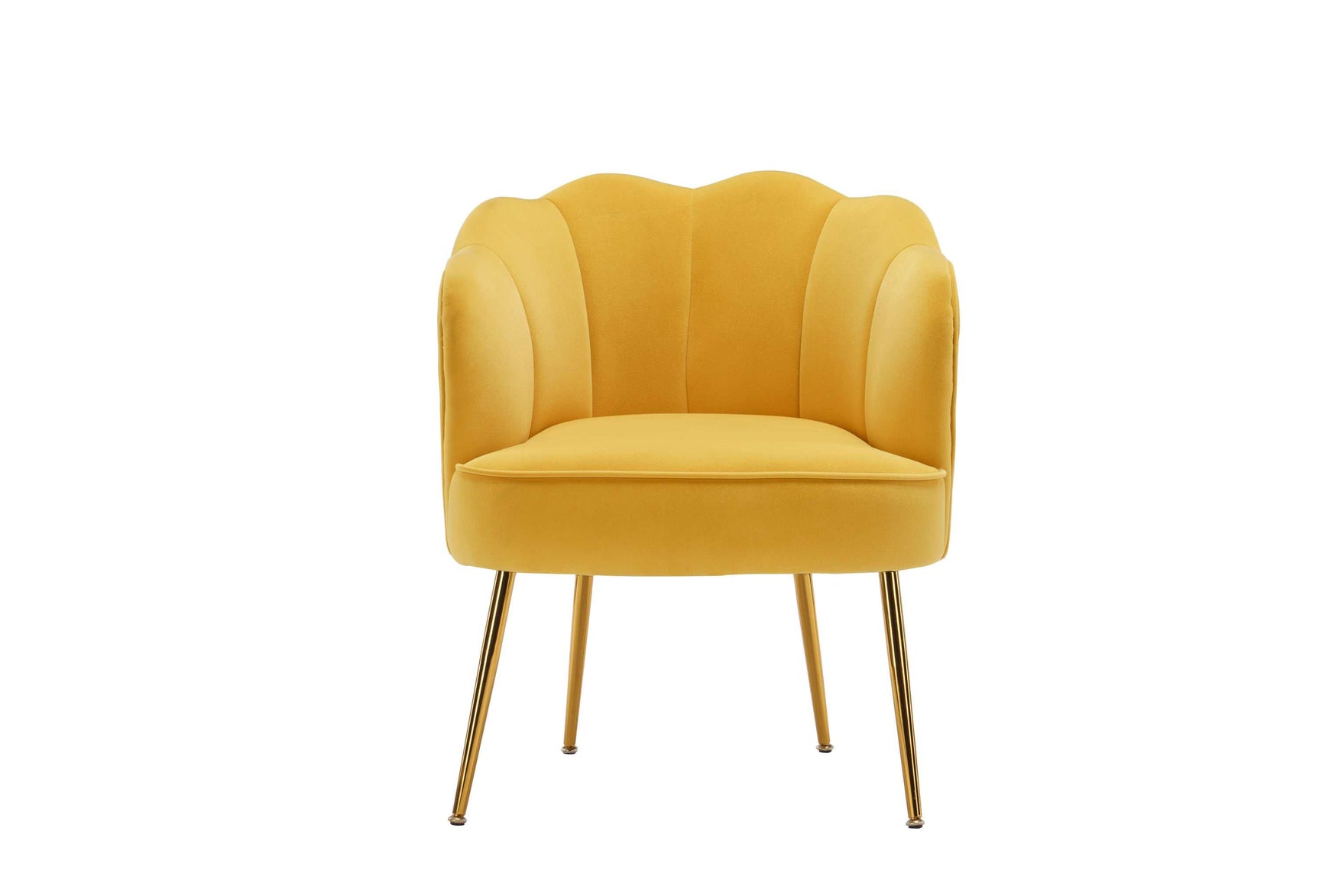 Annadel Teddy Velvet Yellow Accent Chair w/ Gold Legs - Ornate Home