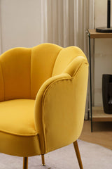 Annadel Teddy Velvet Yellow Accent Chair w/ Gold Legs - Ornate Home