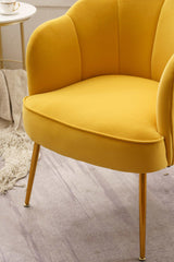 Annadel Teddy Velvet Yellow Accent Chair w/ Gold Legs - Ornate Home