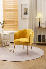 Annadel Teddy Velvet Yellow Accent Chair w/ Gold Legs - Ornate Home