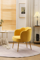 Annadel Teddy Velvet Yellow Accent Chair w/ Gold Legs - Ornate Home