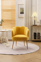 Annadel Teddy Velvet Yellow Accent Chair w/ Gold Legs - Ornate Home