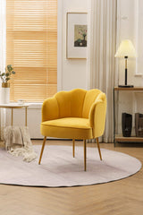 Annadel Teddy Velvet Yellow Accent Chair w/ Gold Legs - Ornate Home
