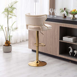 Ano Bar Stools With Back and Footrest Counter Height Dining Chairs-Velvet Beige-2PCS/SET - Ornate Home