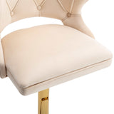 Ano Bar Stools With Back and Footrest Counter Height Dining Chairs-Velvet Beige-2PCS/SET - Ornate Home