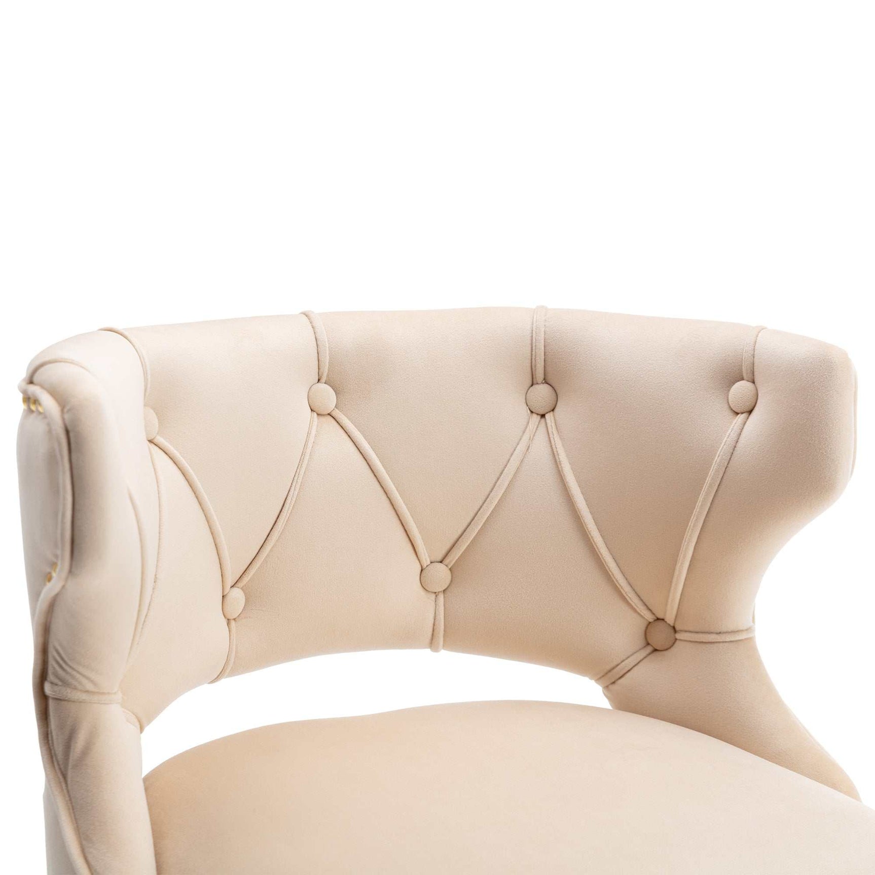 Ano Bar Stools With Back and Footrest Counter Height Dining Chairs-Velvet Beige-2PCS/SET - Ornate Home