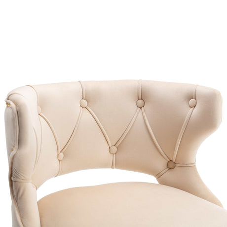 Ano Bar Stools With Back and Footrest Counter Height Dining Chairs-Velvet Beige-2PCS/SET - Ornate Home