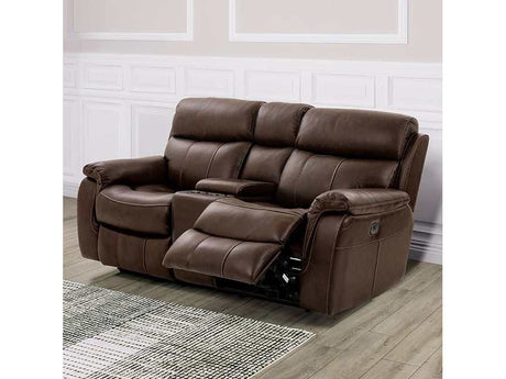 Antenor Brown Top Grain Leather Match Power Loveseat - Ornate Home