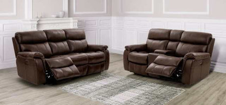 Antenor Brown Top Grain Leather Match Power Loveseat - Ornate Home