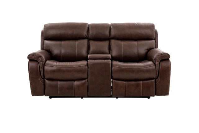 Antenor Brown Top Grain Leather Match Power Loveseat - Ornate Home