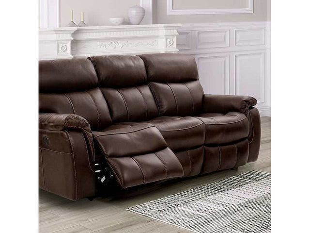 Antenor Brown Top Grain Leather Match Power Reclining Sofa - Ornate Home