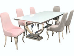 Antoine White & Chrome Dining Table - Ornate Home