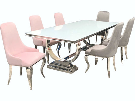 Antoine White & Chrome Dining Table - Ornate Home
