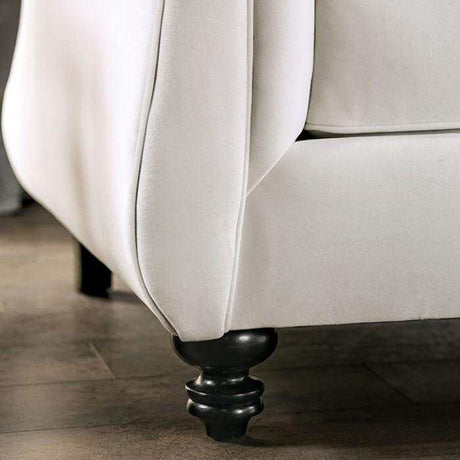 Antoinette White Velvet Stationary Sofa & Loveseat 2pc - Ornate Home