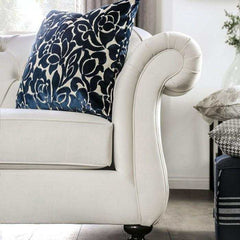 Antoinette White Velvet Stationary Sofa & Loveseat 2pc - Ornate Home