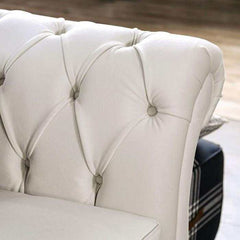 Antoinette White Velvet Stationary Sofa & Loveseat 2pc - Ornate Home