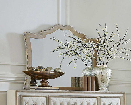 Antonella Ivory & Camel 4pc Queen Panel Bedroom Set - Ornate Home