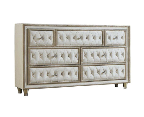 Antonella Ivory & Camel 4pc Queen Panel Bedroom Set - Ornate Home