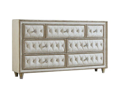 Antonella Ivory & Camel 5pc California King Panel Bedroom Set - Ornate Home