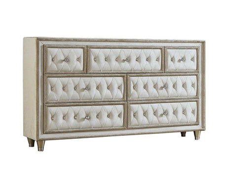 Antonella Ivory & Camel 5pc Eastern King Panel Bedroom Set - Ornate Home