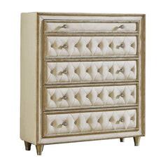 Antonella Ivory & Camel 5pc Eastern King Panel Bedroom Set - Ornate Home