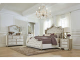Antonella Ivory & Camel 5pc Queen Panel Bedroom Set - Ornate Home