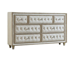 Antonella Ivory & Camel 5pc Queen Panel Bedroom Set - Ornate Home