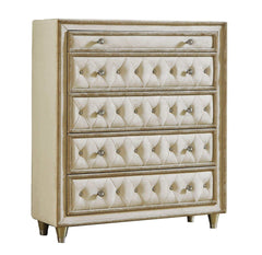 Antonella Ivory & Camel 5pc Queen Panel Bedroom Set - Ornate Home