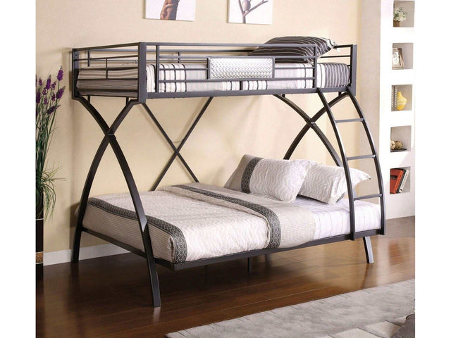 Apollo Gun Metal & Chrome Twin/Full Bunk Bed - Ornate Home