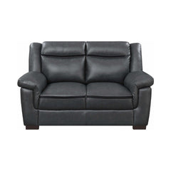 Arabella Grey Faux Leather Living Room Set / 2pc - Ornate Home