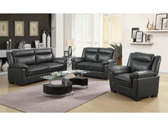 Arabella Grey Faux Leather Living Room Set / 3pc - Ornate Home