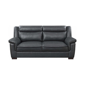 Arabella Grey Faux Leather Living Room Set / 3pc - Ornate Home