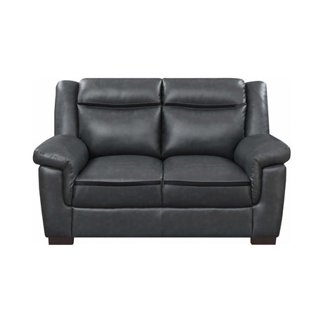 Arabella Grey Faux Leather Living Room Set / 3pc - Ornate Home