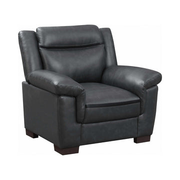 Arabella Grey Faux Leather Living Room Set / 3pc - Ornate Home