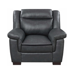 Arabella Grey Faux Leather Living Room Set / 3pc - Ornate Home