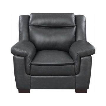 Arabella Grey Faux Leather Living Room Set / 3pc - Ornate Home