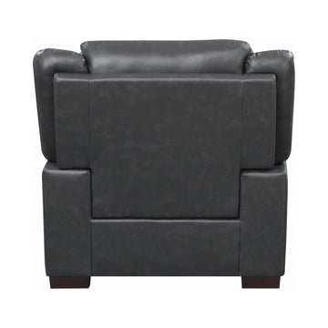 Arabella Grey Faux Leather Living Room Set / 3pc - Ornate Home