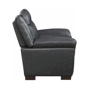 Arabella Grey Faux Leather Living Room Set / 3pc - Ornate Home
